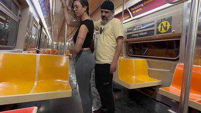 college girl dame gets jism on fresh York subway train.